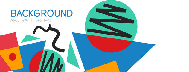 Abstract background. Blocks, lines, triangles, circles composition. Techno or business concept for wallpaper, banner, background, landing page