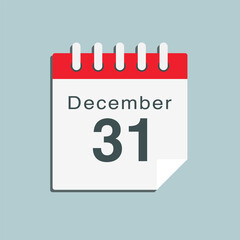 Fototapeta na wymiar Icon day date 31 December, template calendar page
