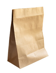 Brown paper bag isolated on white background