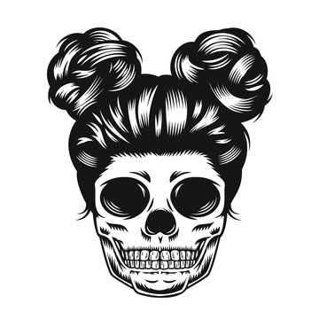Skull Daughter Head design on white background. Halloween. skull head logos or icons. vector illustration.