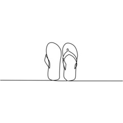 Continuous line drawing of sandal, object one line, single line art, vector illustration