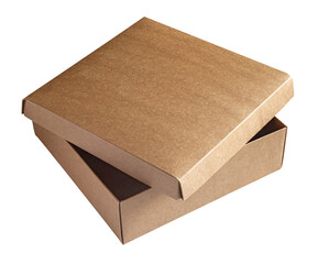 Open cardboard box isolated on white background