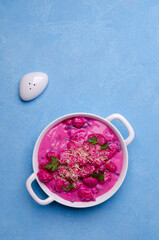 Gnocchi with cream beetroot sauce