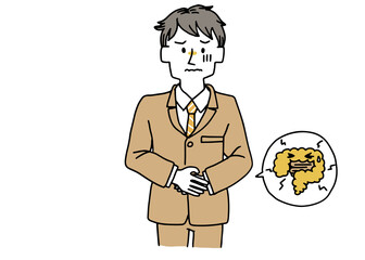 お腹を壊したスーツの男性