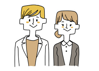 シンプルな男性医師と女性看護師