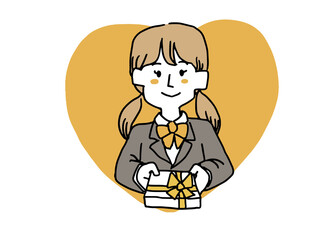 バレンタインチョコレートを持っている女子学生