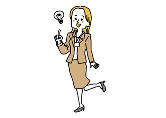 アイディアを思いついたスーツの女性
