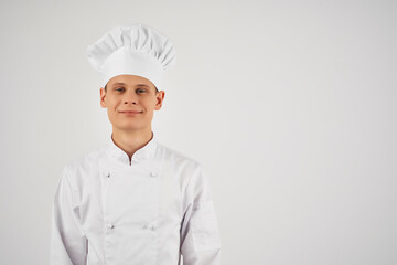 Cheerful male chef restaurant work staff cooking