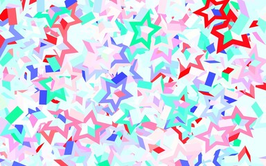Light Green, Red vector background with colored stars.