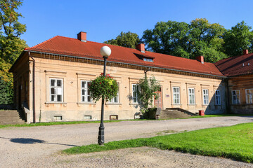 ANDRYCHOW, POLAND - SEPTEMBER 12, 2021: Palace of the Bobrowski aristocracy family in Andrychow, Poland.