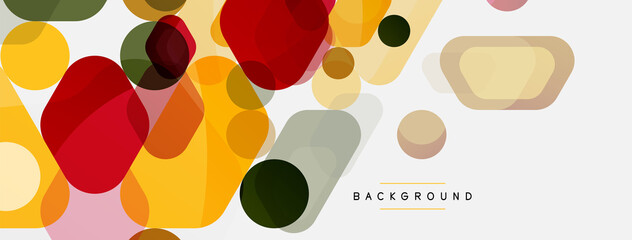 Color bubbles and rounded geometric shapes on white. Vector geometric minimal abstract background for wallpaper, banner, background, landing page