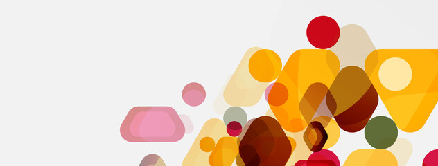 Color bubbles and rounded geometric shapes on white. Vector geometric minimal abstract background for wallpaper, banner, background, landing page