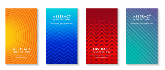 Set of abstract minimal cover design with colorful geometric patterns for background needs