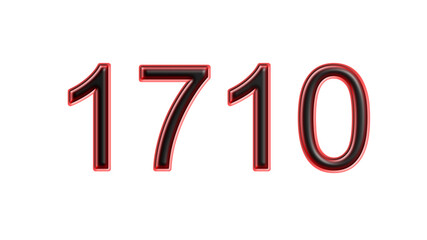red 1710 number 3d effect white background