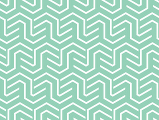 Abstract geometric pattern with stripes, lines. Seamless vector background. White and green ornament. Simple lattice graphic design