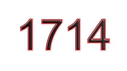 red 1714 number 3d effect white background