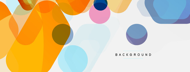 Color bubbles and rounded geometric shapes on white. Vector geometric minimal abstract background for wallpaper, banner, background, landing page