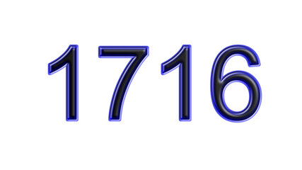 blue 1716 number 3d effect white background
