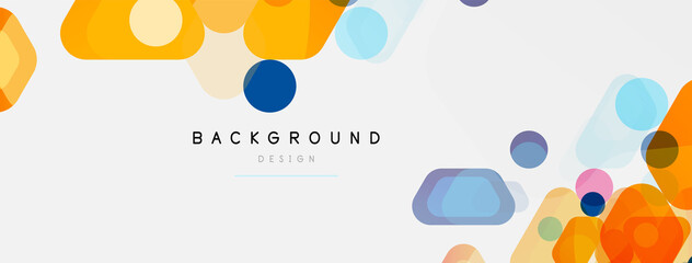 Color bubbles and rounded geometric shapes on white. Vector geometric minimal abstract background for wallpaper, banner, background, landing page