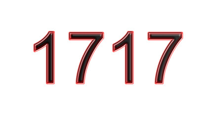 red 1717 number 3d effect white background