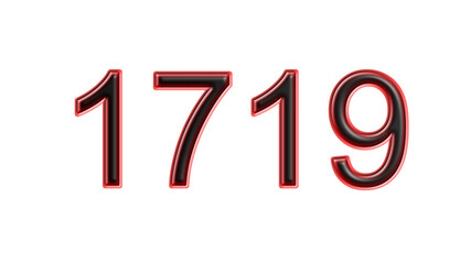 red 1719 number 3d effect white background