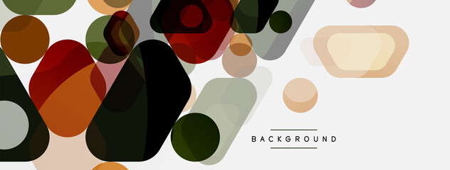 Color bubbles and rounded geometric shapes on white. Vector geometric minimal abstract background for wallpaper, banner, background, landing page