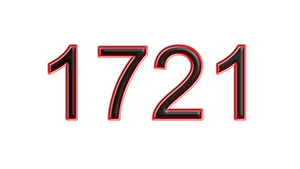 red 1721 number 3d effect white background