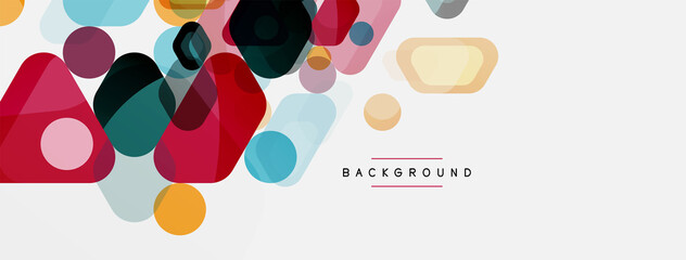 Color bubbles and rounded geometric shapes on white. Vector geometric minimal abstract background for wallpaper, banner, background, landing page