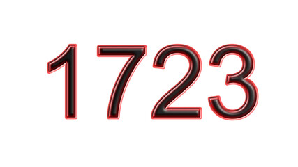 red 1723 number 3d effect white background