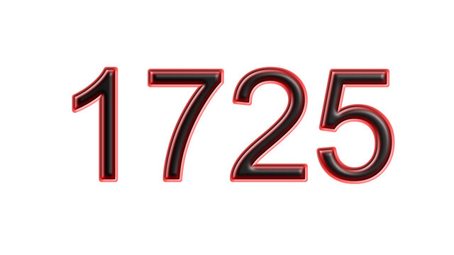 red 1725 number 3d effect white background