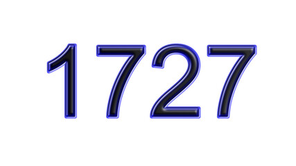 blue 1727 number 3d effect white background