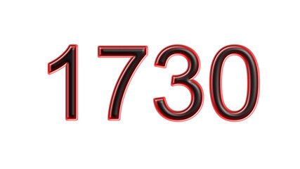 red 1730 number 3d effect white background