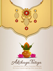Akshaya tritiya indian festival sale promotion with creative golden  necklace and earings