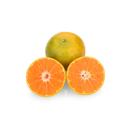 Slice of ripe tangerine isolated on white background