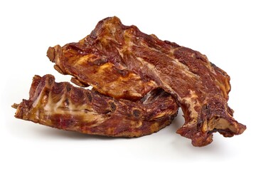 cold smoked pork ribs, isolated on white background. High resolution image.