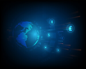 Currency money transfer and global business symbol background illustration