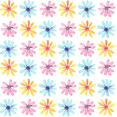 seamless pattern of watercolor air flowers. painted on paper with watercolors