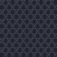 Japanese Embroidery Checkered Vector Seamless Pattern