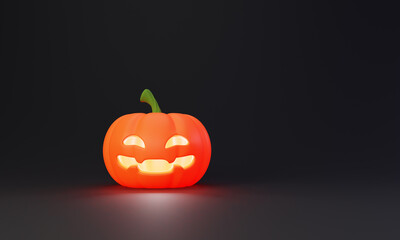 3D-rendering Halloween pumpkin on dark background.