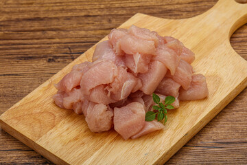 Raw diced chicken for cooking