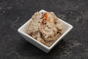 Herring butter spread in the bowl