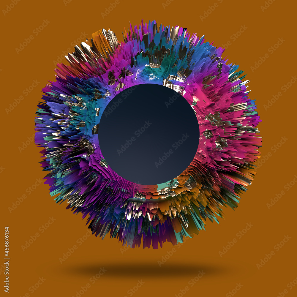 Poster brightly colored abstract shape with copy space to be used as artistic background. 3d render / rende