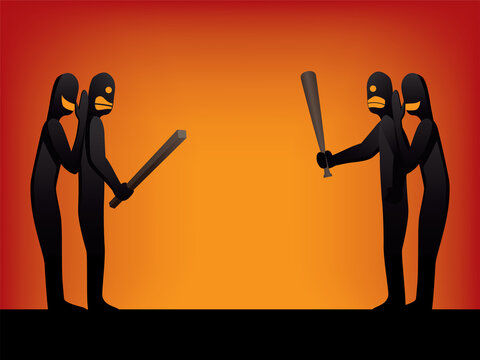 Someone incites people to behave in a violent. Incitement illustration Vector.