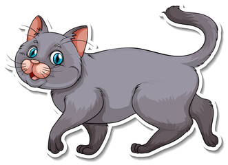 Fototapeta na wymiar A sticker template of cat cartoon character