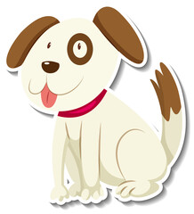 A sticker template of dog cartoon character