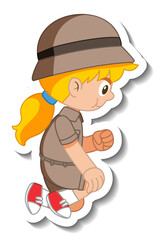 Little girl scout cartoon character sticker