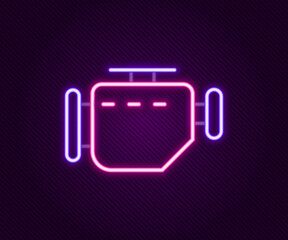 Glowing neon line Check engine icon isolated on black background. Colorful outline concept. Vector