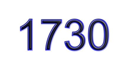 blue 1730 number 3d effect white background