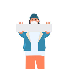 Man wearing face mask. Vector