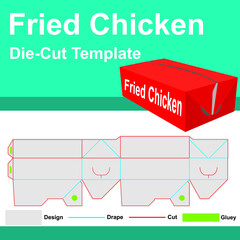 Fried chicken Box with Die-Cut Template